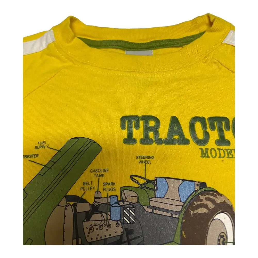 Gymboree Boys Shirt Size 4 Tractor Company Parts Yellow Green Tee Layered‎ Look